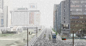 シミュレーションした降雪時のＪＲ札幌駅前